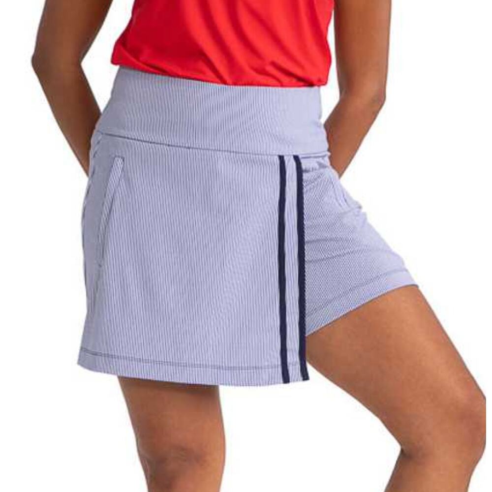 Kinona Womens Golf Skort Italian Nylon Stretch Fabric Navy Blue Stripe Size XS